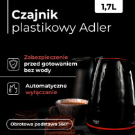 AD 1277 black Czajnik plastikowy 1,7 l
