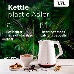 AD 1277 vit plastvattenkokare 1,7 l