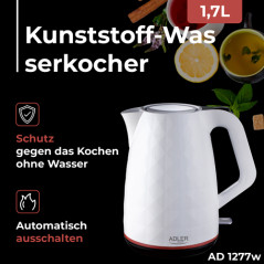 AD 1277 vit plastvattenkokare 1,7 l