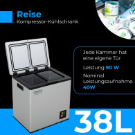 CR 8076 Kompressor kylskåp för camping 38 liter